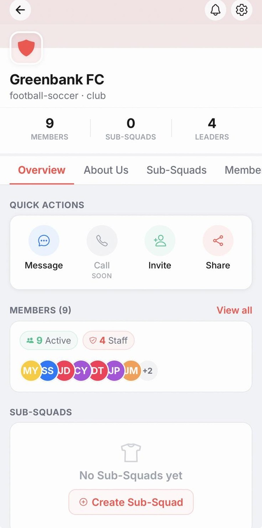 Greenbank FC — Squad Management
